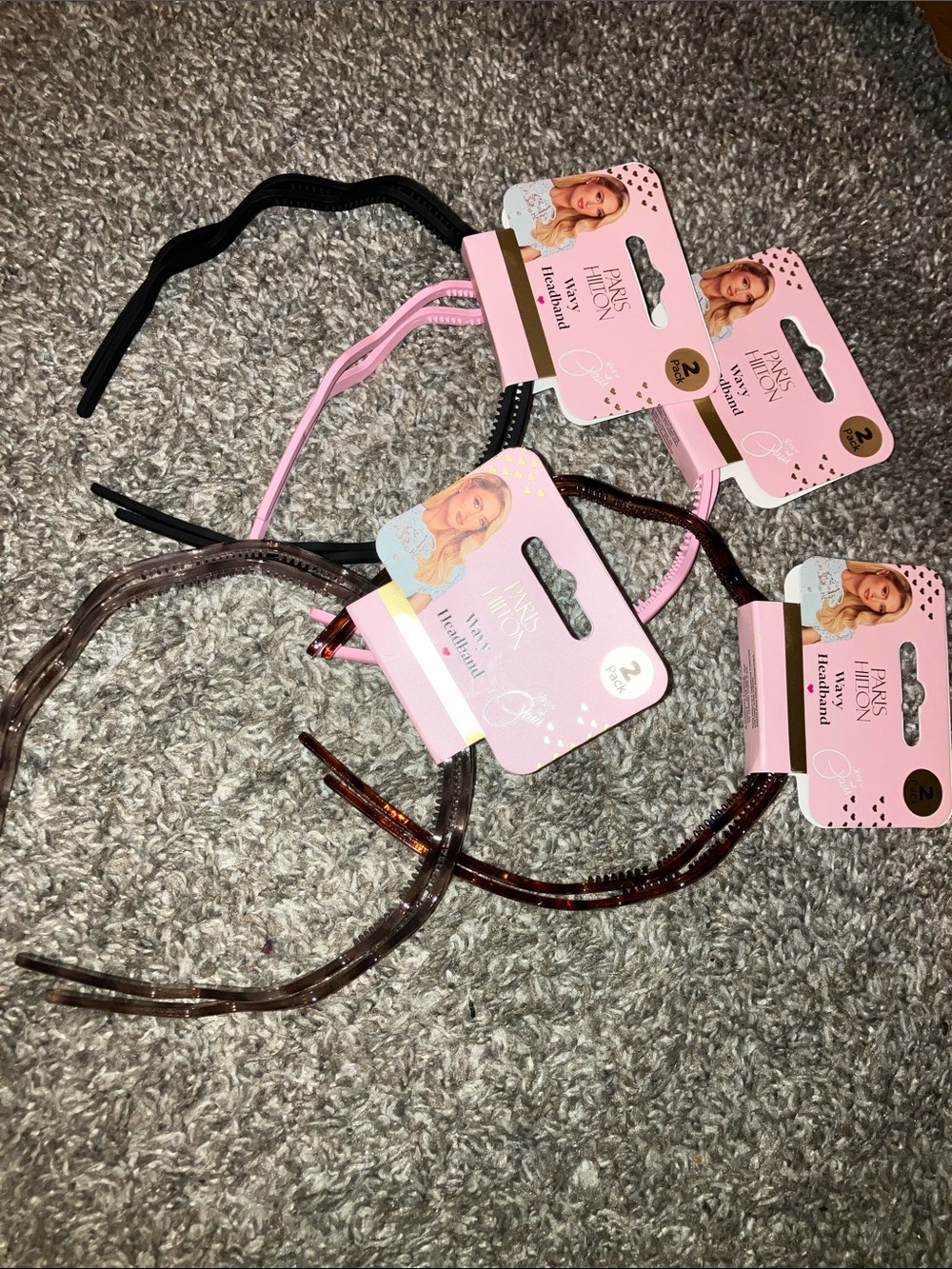 Paris Hilton Mixed Color Headband Set - Pink, Black, Brown, Clear